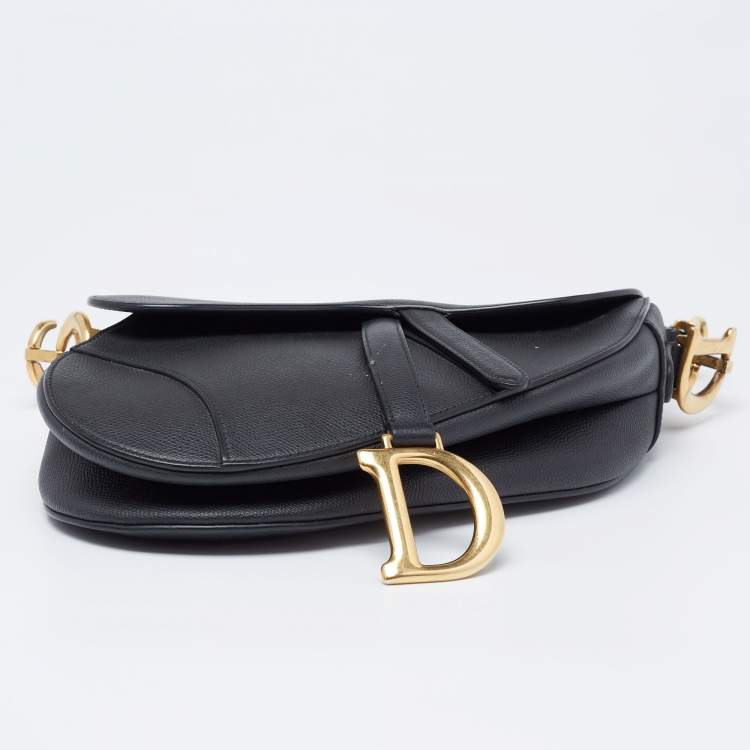 Pre Owned Dior Black Leather Saddle Shoulder Bag