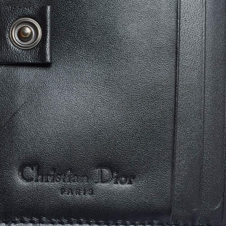 Pre Owned Dior Black Oblique Canvas Saddle Compact Wallet
