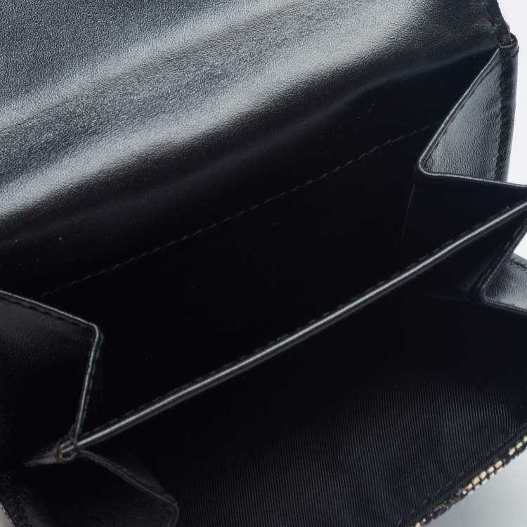 Pre Owned Dior Black Oblique Canvas Saddle Compact Wallet