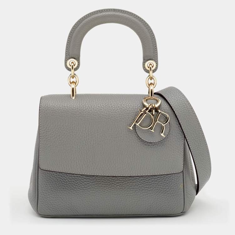 Pre Owned Dior Grey Leather Mini Be Dior Flap Bag