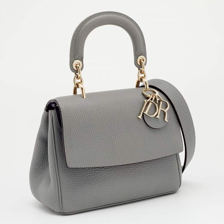 Pre Owned Dior Grey Leather Mini Be Dior Flap Bag