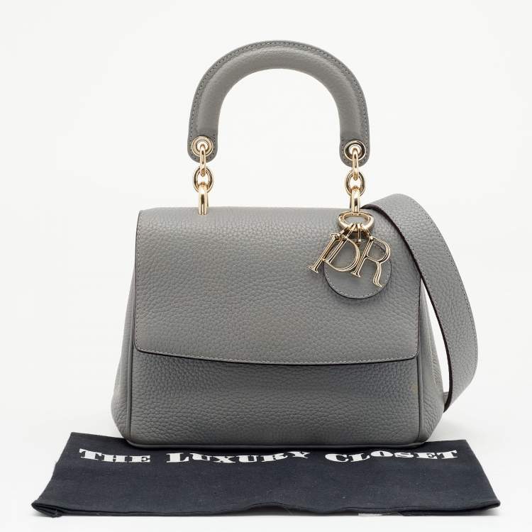 Pre Owned Dior Grey Leather Mini Be Dior Flap Bag