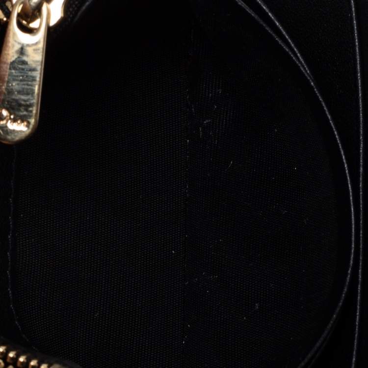 Pre Owned Dior Black Quilted Leather Zip Card Holder
