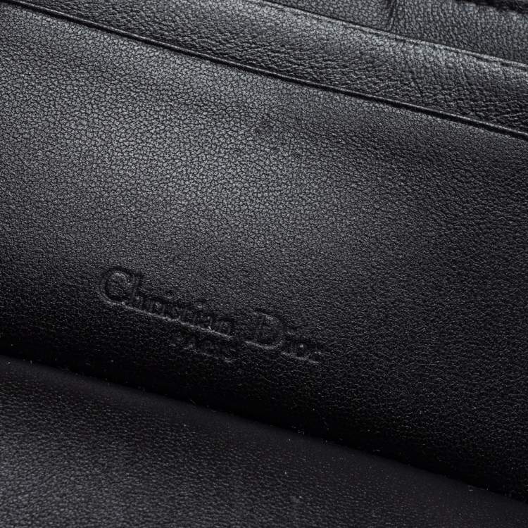 Pre Owned Dior Black Quilted Leather Zip Card Holder