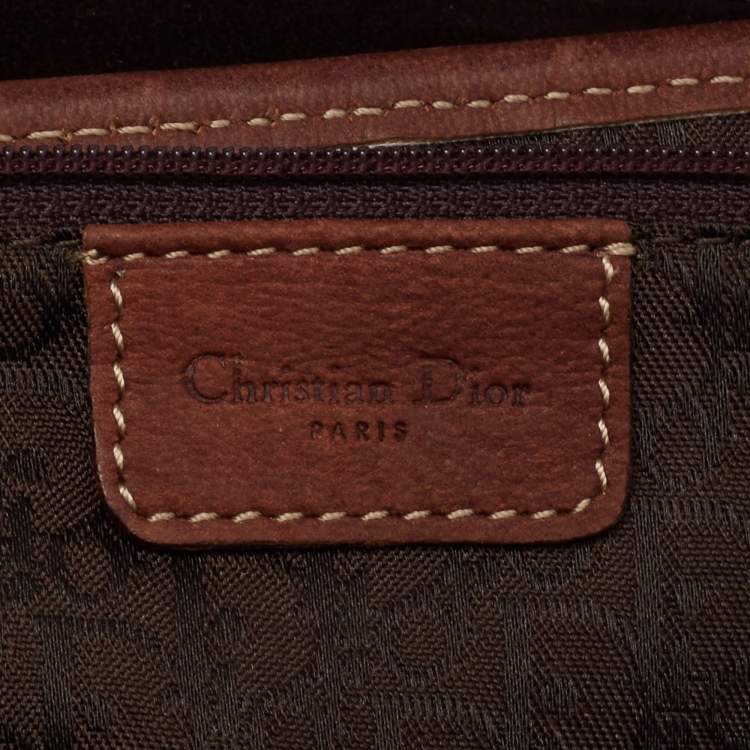 Pre Owned Dior Beige/Brown Canvas and Leather Saddle Bag