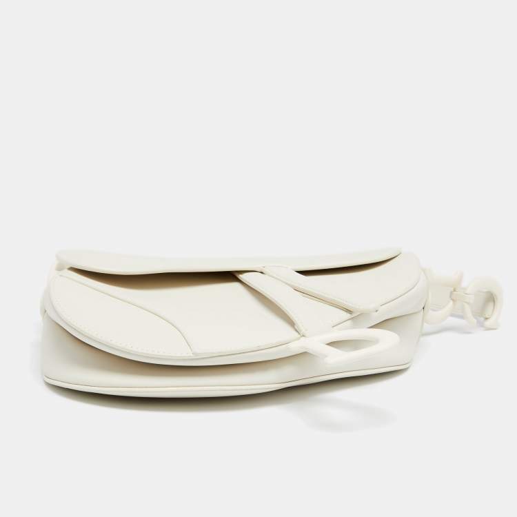 Pre Owned Dior White Leather Ultra-Matte Saddle Shoulder Bag