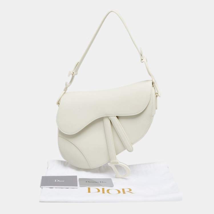 Pre Owned Dior White Leather Ultra-Matte Saddle Shoulder Bag