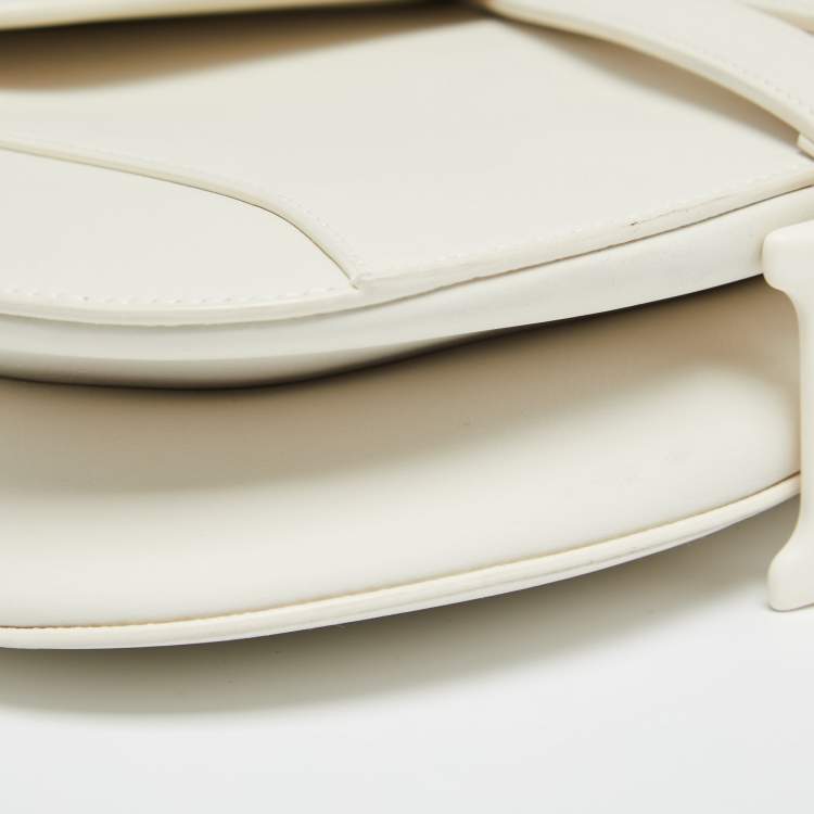 Pre Owned Dior White Leather Ultra-Matte Saddle Shoulder Bag