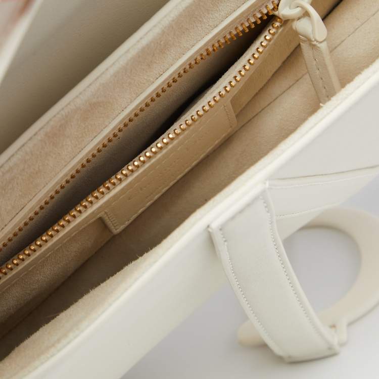 Pre Owned Dior White Leather Ultra-Matte Saddle Shoulder Bag