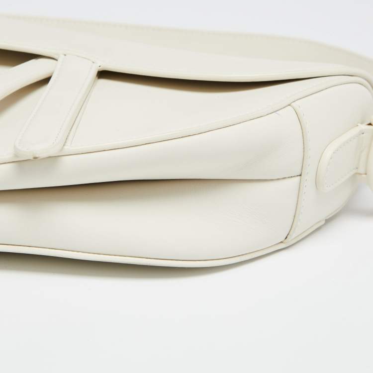 Pre Owned Dior White Leather Ultra-Matte Saddle Shoulder Bag