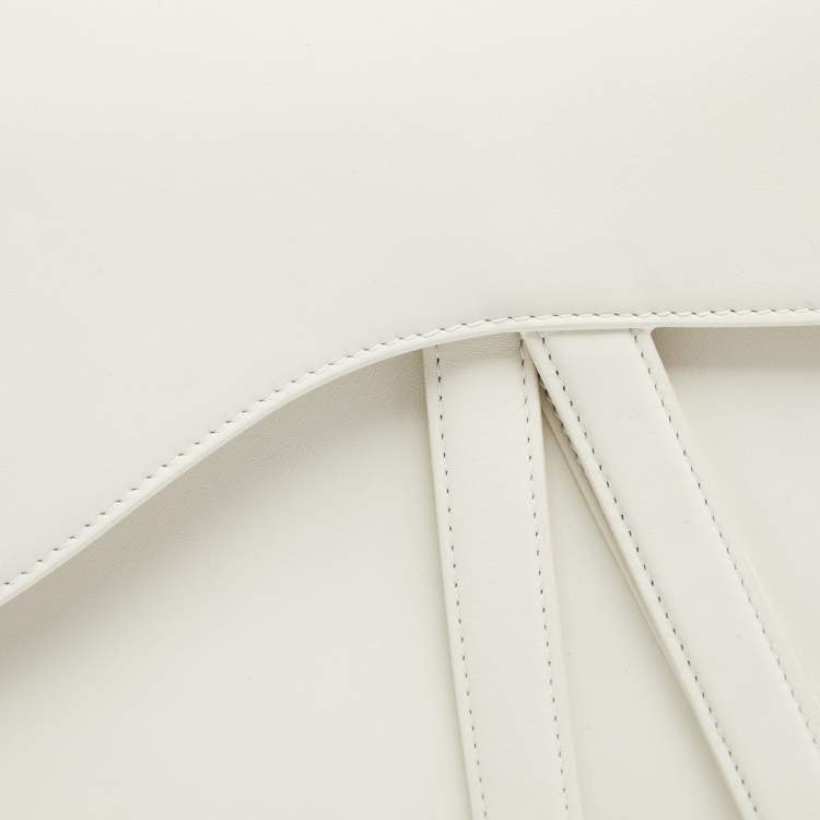 Pre Owned Dior White Leather Ultra-Matte Saddle Shoulder Bag