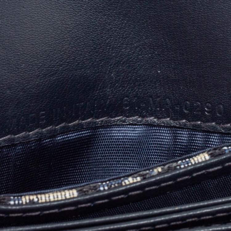 Pre Owned Dior Blue Oblique Jacquard Saddle 5 Gusset Card Holder