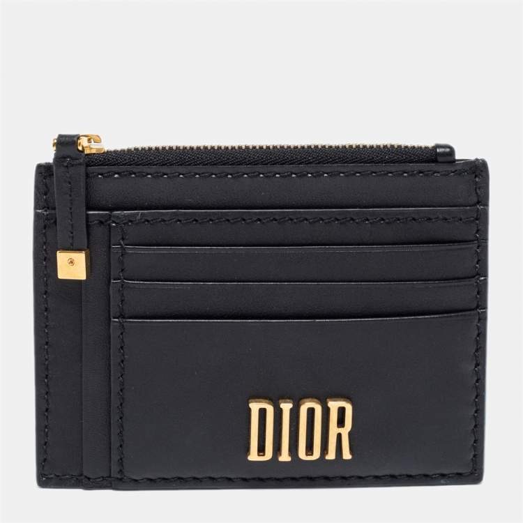 Pre Owned Dior Black Leather D-Fence Zipped Card Holder
