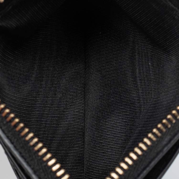 Pre Owned Dior Black Leather D-Fence Zipped Card Holder