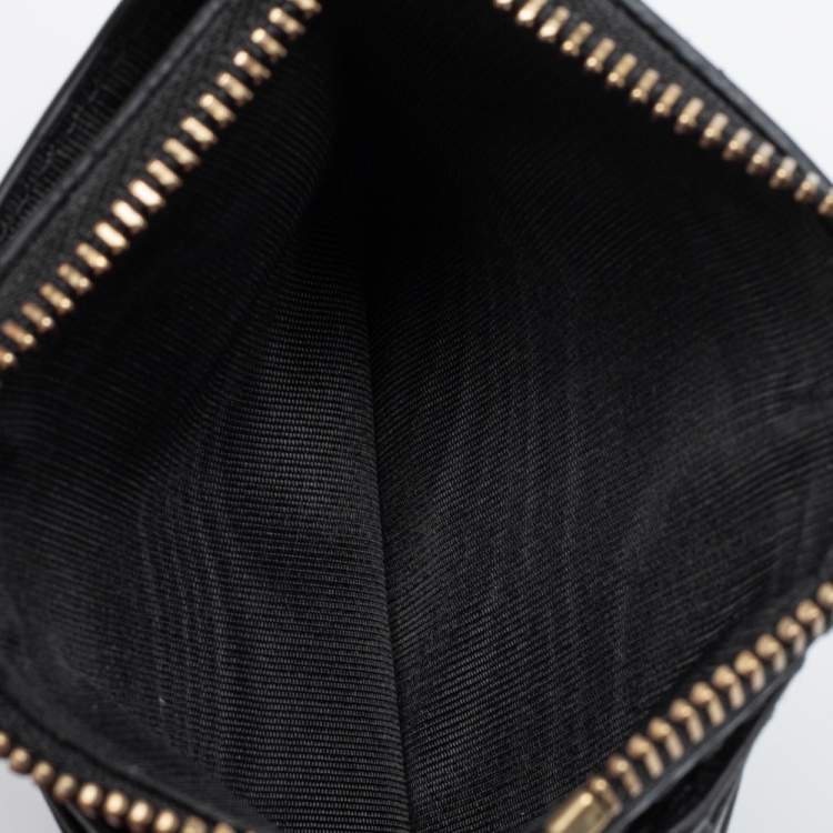 Pre Owned Dior Black Leather D-Fence Zipped Card Holder