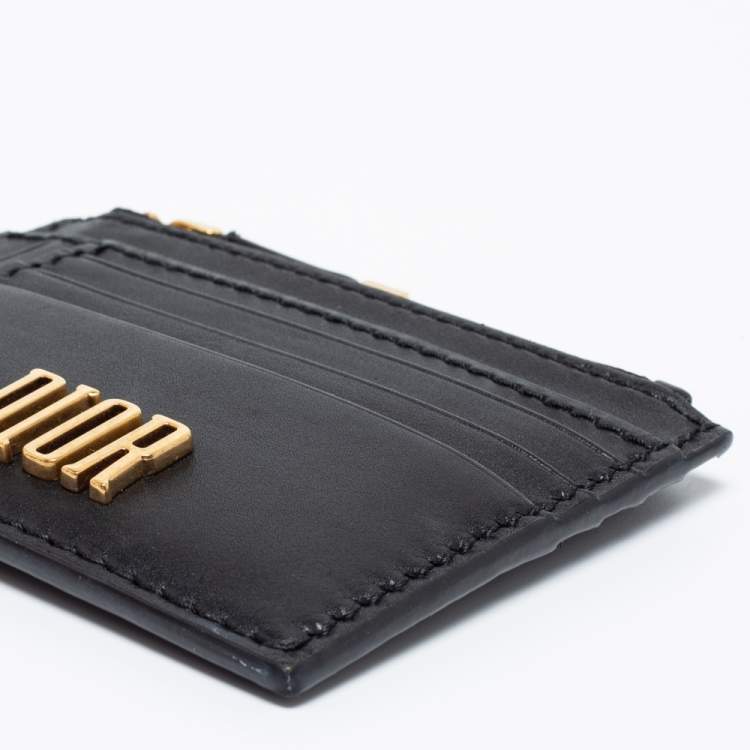 Pre Owned Dior Black Leather D-Fence Zipped Card Holder