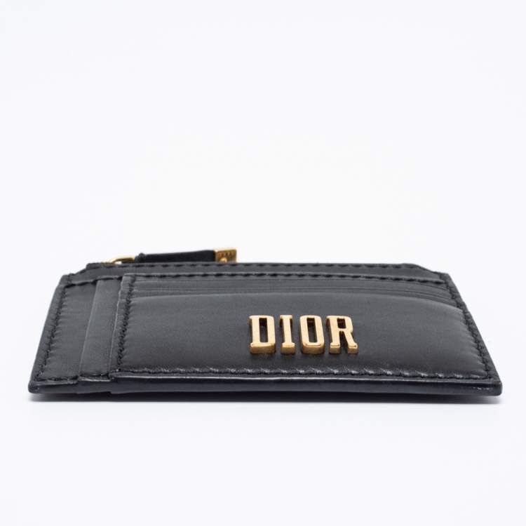 Pre Owned Dior Black Leather D-Fence Zipped Card Holder