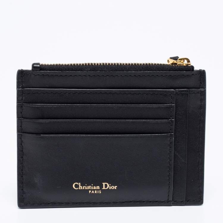 Pre Owned Dior Black Leather D-Fence Zipped Card Holder