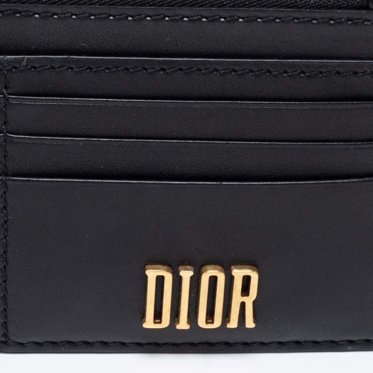 Pre Owned Dior Black Leather D-Fence Zipped Card Holder