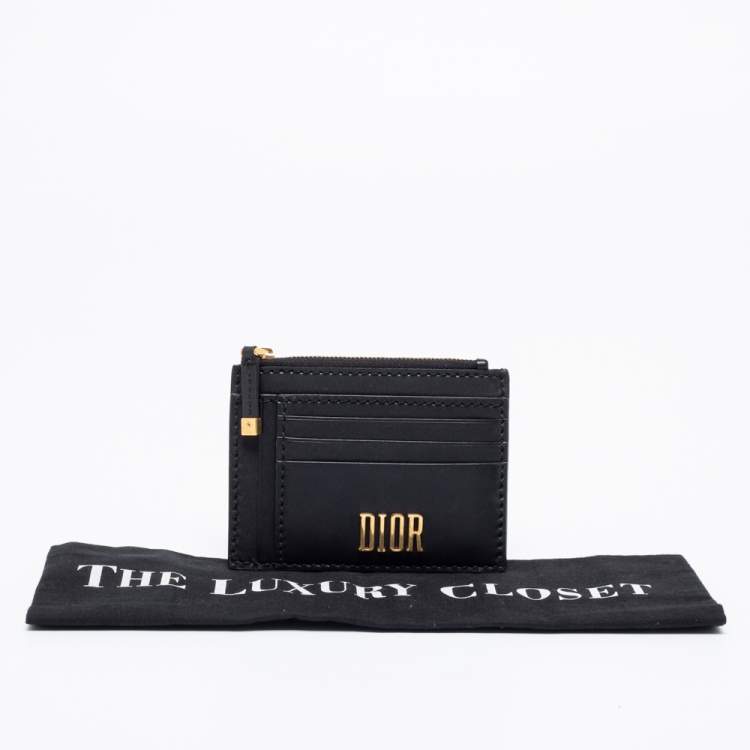 Pre Owned Dior Black Leather D-Fence Zipped Card Holder