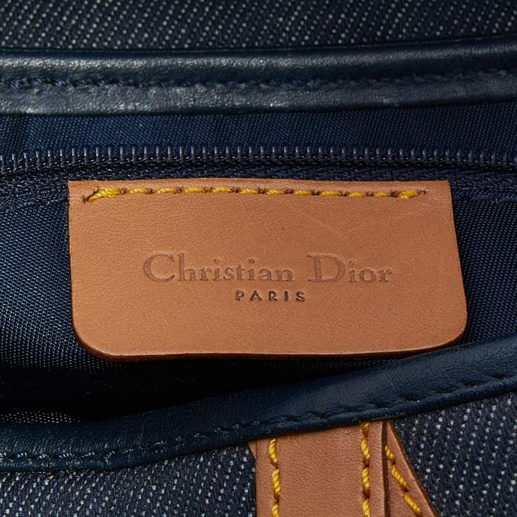 Pre Owned Dior Blue/Brown Denim and Leather Saddle Bag