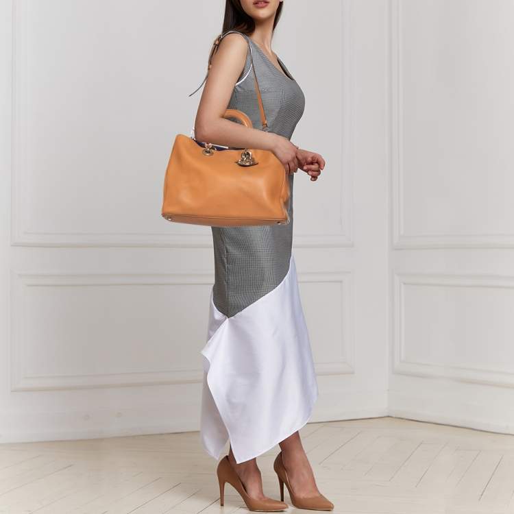 Pre Owned Dior Brown Leather Large Diorissimo Shopper Tote