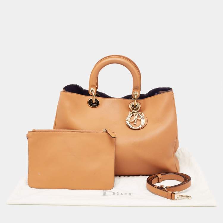 Pre Owned Dior Brown Leather Large Diorissimo Shopper Tote