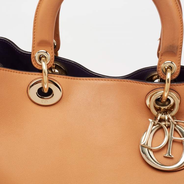 Pre Owned Dior Brown Leather Large Diorissimo Shopper Tote