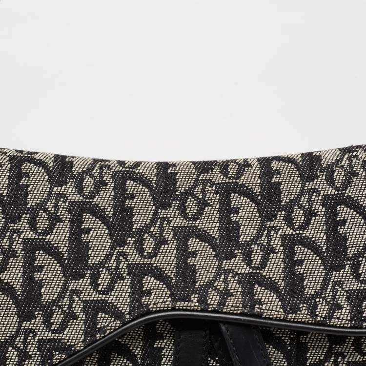 Pre Owned Dior Black Oblique Canvas and Leather Saddle Bag