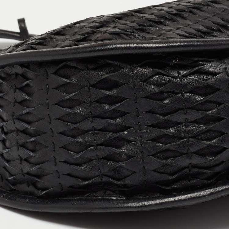 Pre Owned Dior Black Leather Contrast Twist Hobo