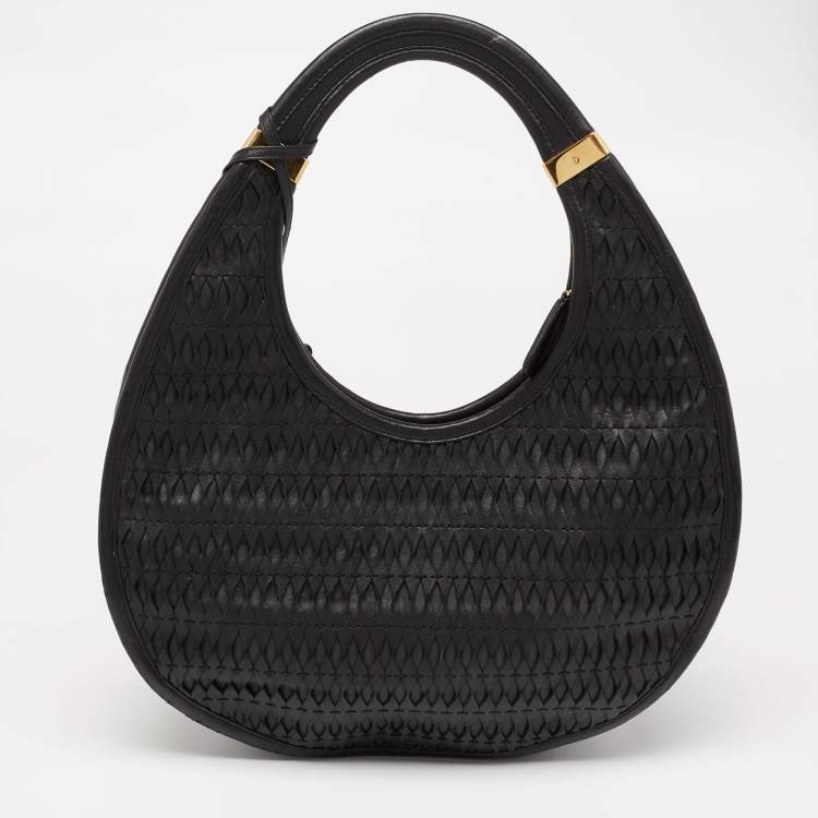 Pre Owned Dior Black Leather Contrast Twist Hobo