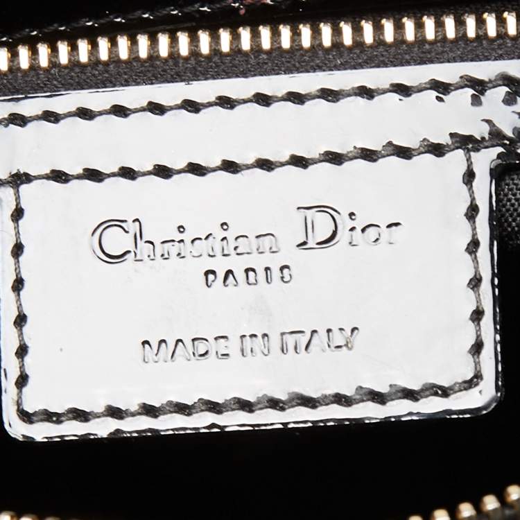 Pre Owned Dior Black Cannage Patent Leather Large Lady Dior Tote