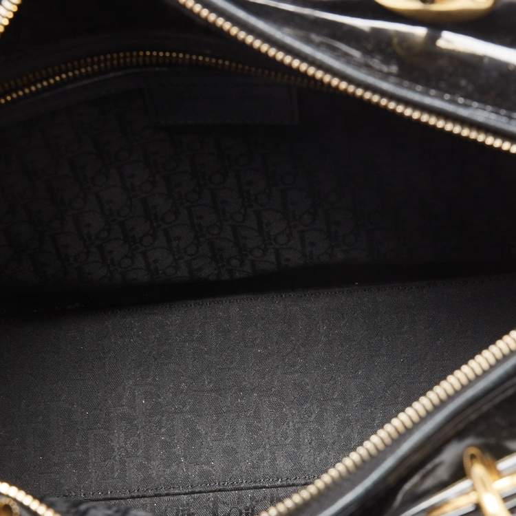 Pre Owned Dior Black Cannage Patent Leather Large Lady Dior Tote