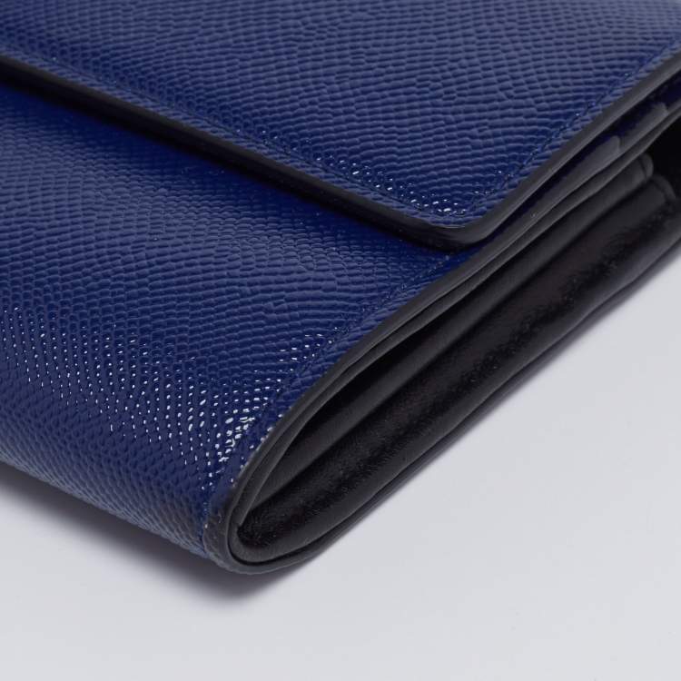 Pre Owned Dior Navy Blue Patent Leather Mania Rendez-Vous Wallet