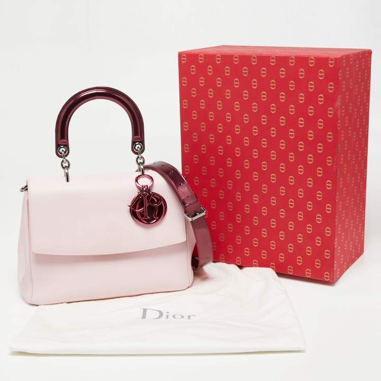 Pre Owned Dior Light Pink Leather Small Be Dior Flap Top Handle Bag