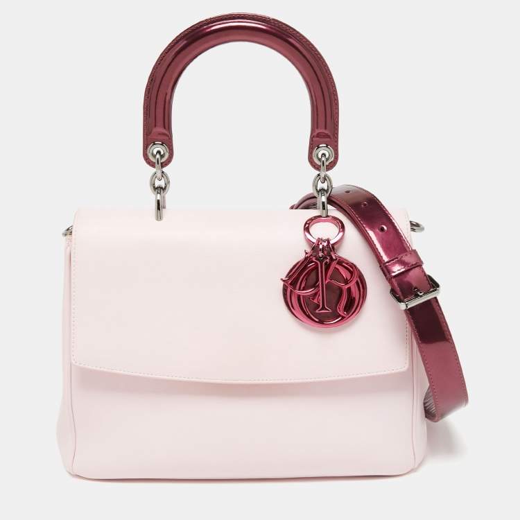 Pre Owned Dior Light Pink Leather Small Be Dior Flap Top Handle Bag