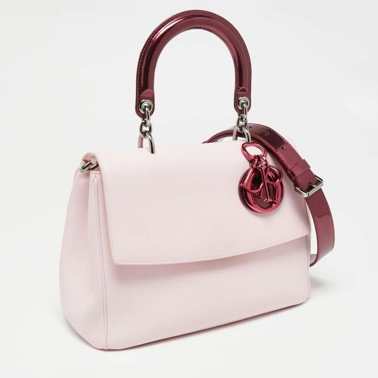 Pre Owned Dior Light Pink Leather Small Be Dior Flap Top Handle Bag