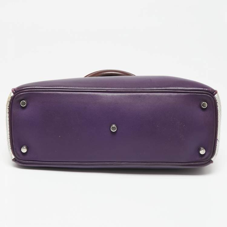 Pre Owned Dior Purple/Silver Leather and Python Medium Diorissimo Shopper Tote