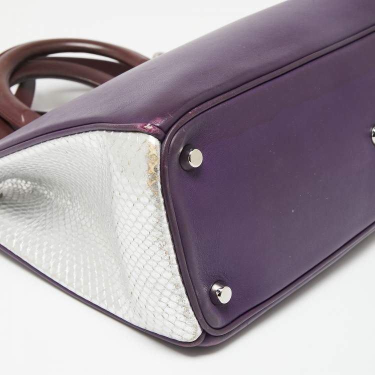 Pre Owned Dior Purple/Silver Leather and Python Medium Diorissimo Shopper Tote