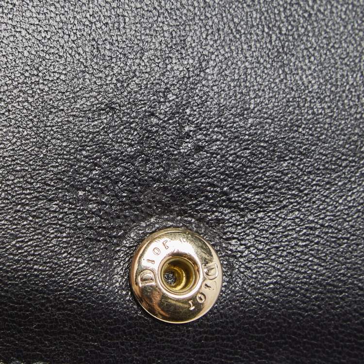 Pre Owned Dior Black Cannage Leather Mini Lady Dior Card Case