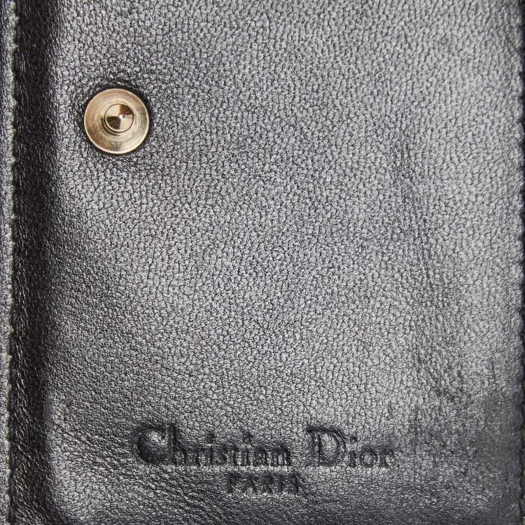 Pre Owned Dior Black Cannage Leather Mini Lady Dior Card Case