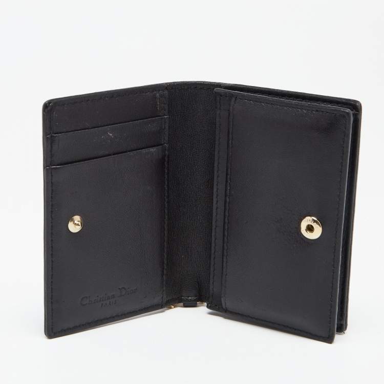 Pre Owned Dior Black Cannage Leather Mini Lady Dior Card Case