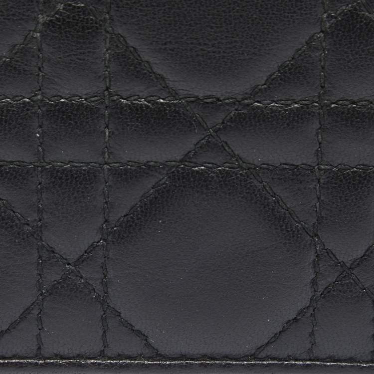 Pre Owned Dior Black Cannage Leather Mini Lady Dior Card Case