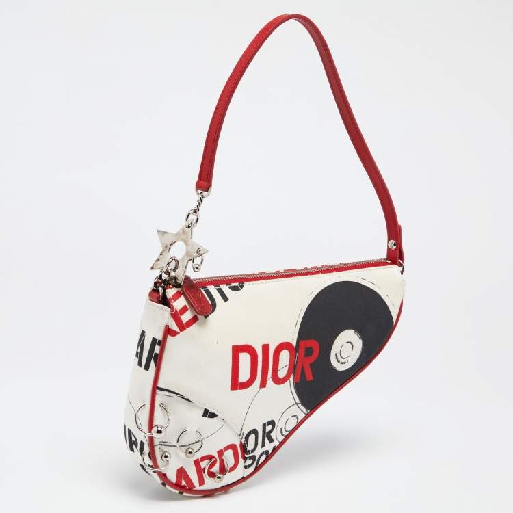 Pre Owned Christian Dior Tri-Color Canvas Hardcore Mini Saddle Bag