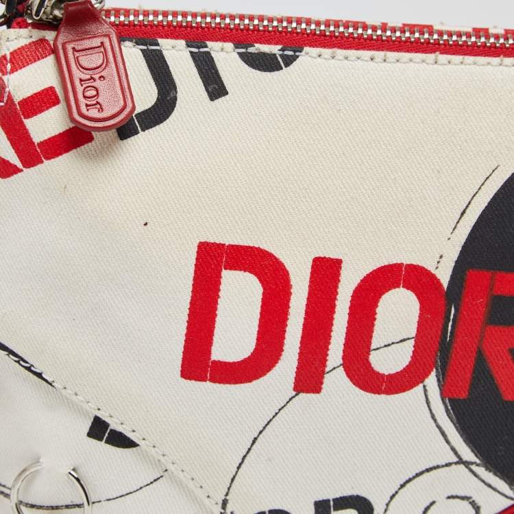 Pre Owned Christian Dior Tri-Color Canvas Hardcore Mini Saddle Bag