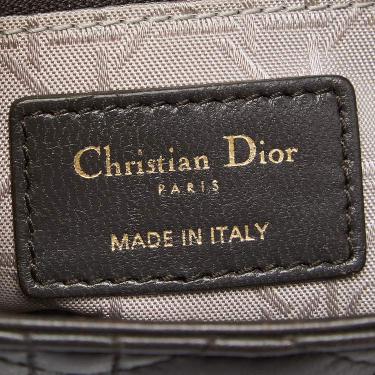 Pre Owned Dior Khaki Green Cannage Leather Small My ABCDior Lady Dior Tote