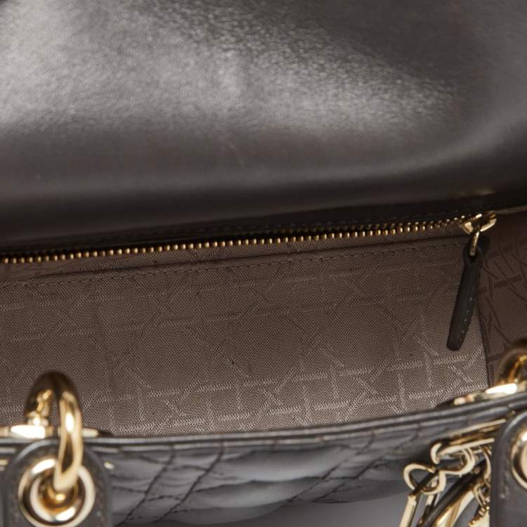 Pre Owned Dior Khaki Green Cannage Leather Small My ABCDior Lady Dior Tote