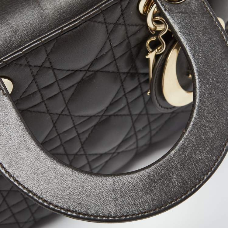 Pre Owned Dior Khaki Green Cannage Leather Small My ABCDior Lady Dior Tote