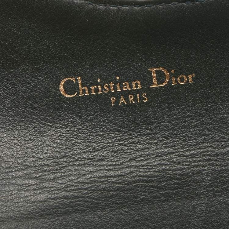 Pre Owned Dior Green/Beige Oblique Canvas Saddle Wallet