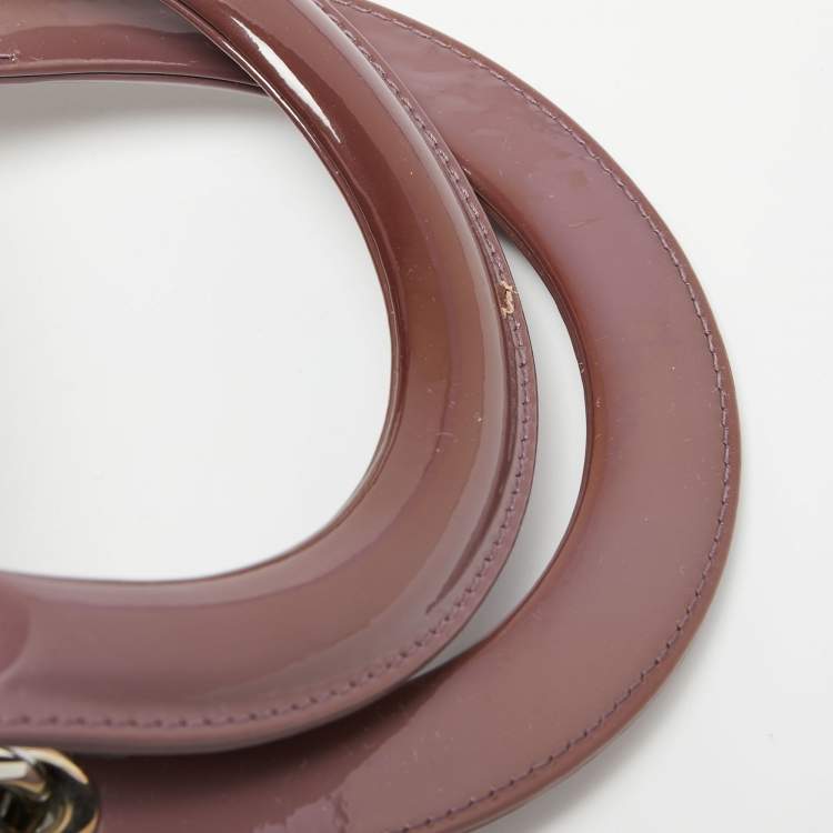 Pre Owned Dior Mauve Cannage Patent Leather Large Lady Dior Tote